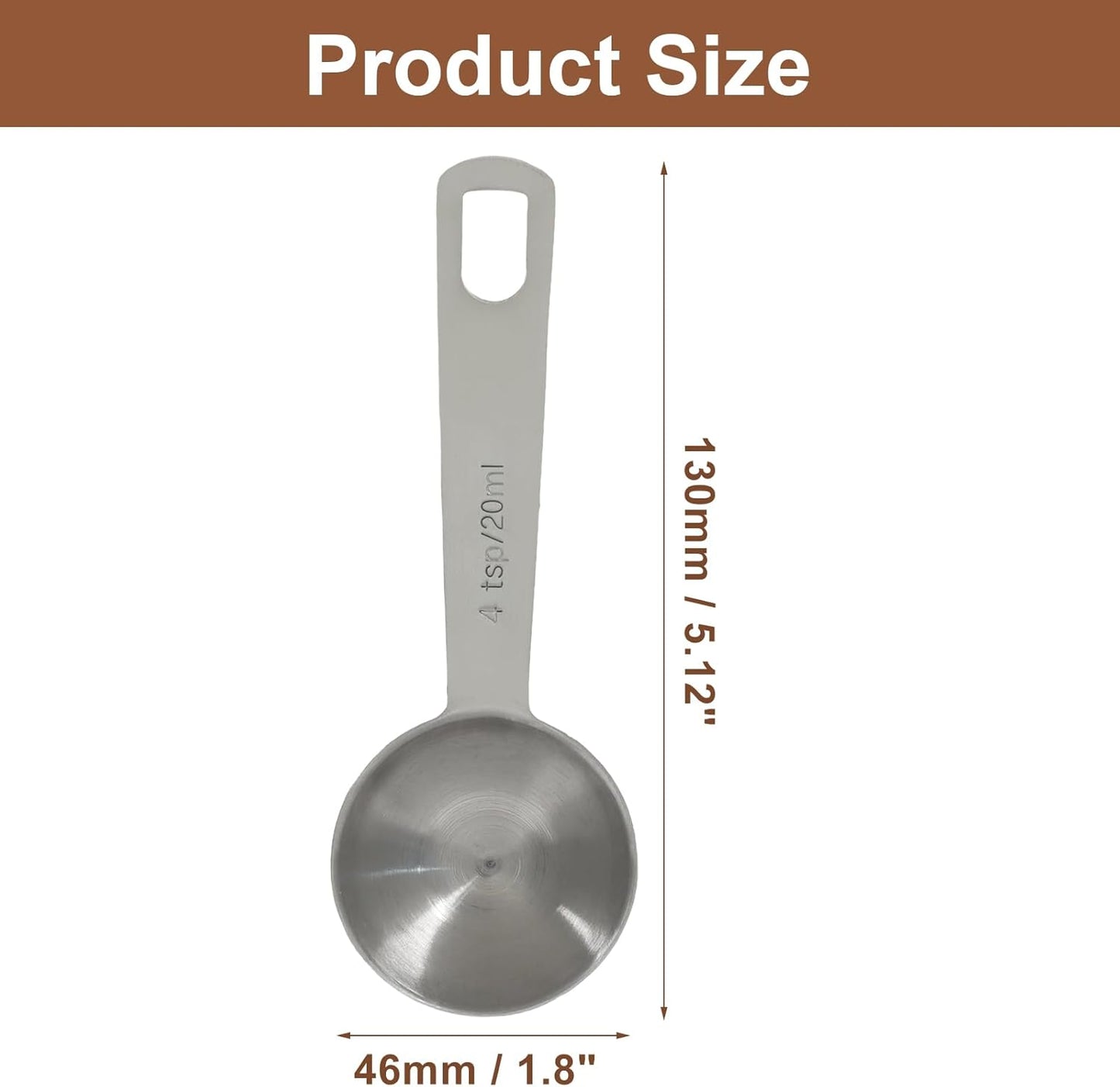 2Pcs 2/3 Tablespoon (2/3 Tbsp | 2 Tsp | 10 Ml | 10 Cc) Stainless Steel Measuring Spoons, 2 Teaspoon Metal Single Measuring Spoon for Measuring Coffee Powder, Grains and Loose Tea