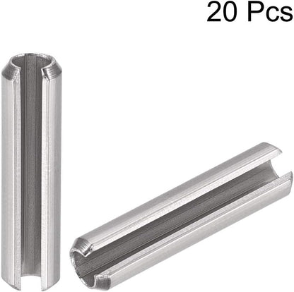 uxcell Slotted Spring Pin - M4 x 30mm 304 Stainless Steel Split Spring Roll Dowel Pins Plain Finish 20Pcs