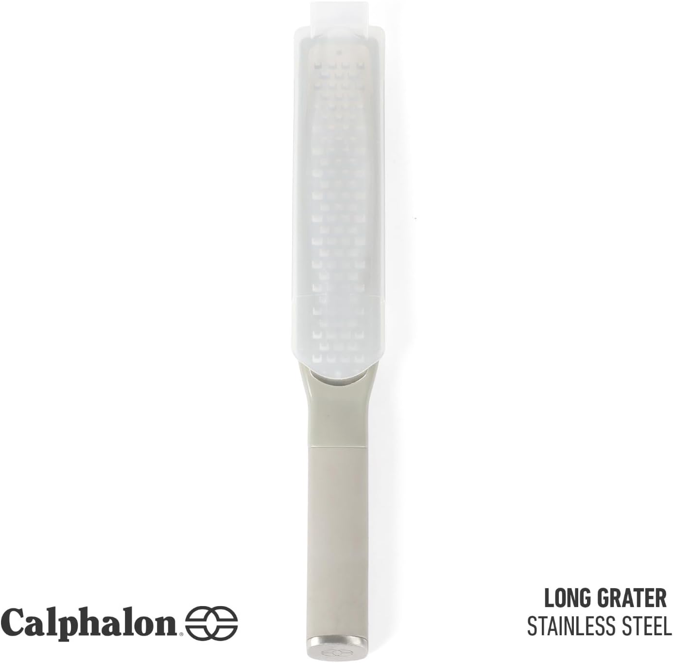 Calphalon Edge Stainless Steel Handheld Grater Lemon Zester W/Cover & Rubber Handle - Navy Blue