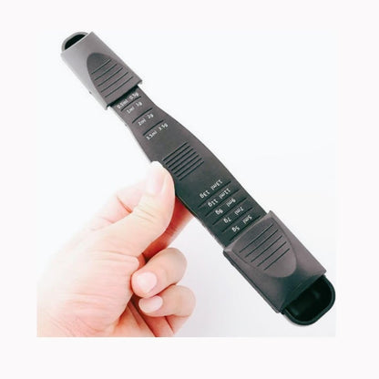 Kitchen Measurement Adjustable Double Head Plastic Measuring Spoon With Scale, Large, Black