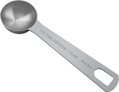 Teaspoon Measuring Spoons, 7.5mL (7.5 cc | 1/4 oz) Stainless Steel Teaspoon Scoop, Long Handle Metal Measuring Spoons for Cooking,Baking (0.25 OZ)