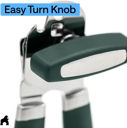 GORILLA GRIP Heavy Duty Stainless Steel Smooth Edge Manual Can Opener and Bottle Openers, US Designed, Soft Comfortable Handle, Oversized Handheld Turn Knob, Multifunctional Kitchen Tool, Black