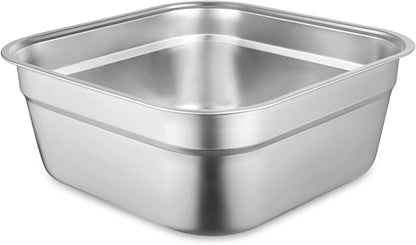 yeesport Stainless Steel Washing Up Bowl, Multi-Purpose Dish Tub for Sink, Large Square Container for Kitchen, Vegetable Washing Basin, Sturdy Dishpan for Home