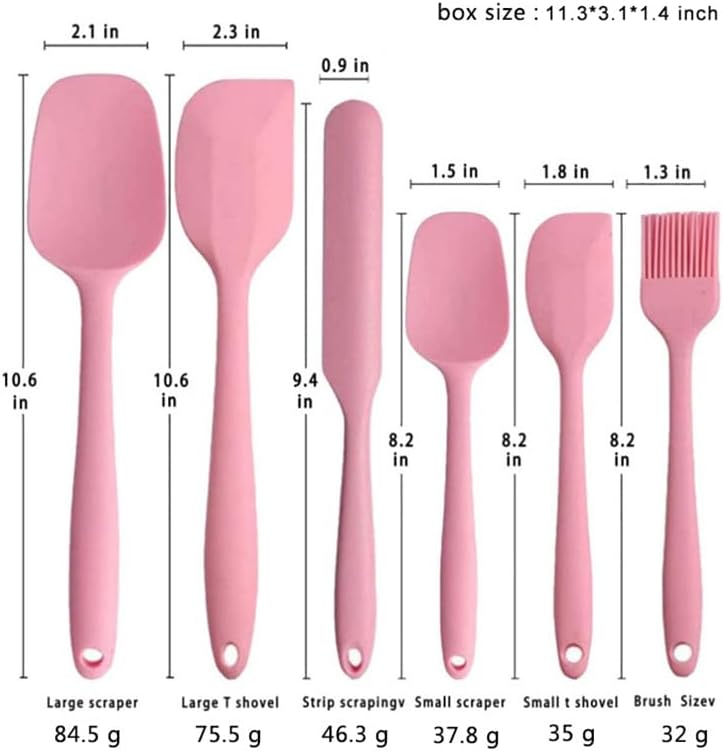6-Piece Silicone Spatula Set | One-Piece Seamless | Heat-Resistant | Nonstick Safe (Pink)