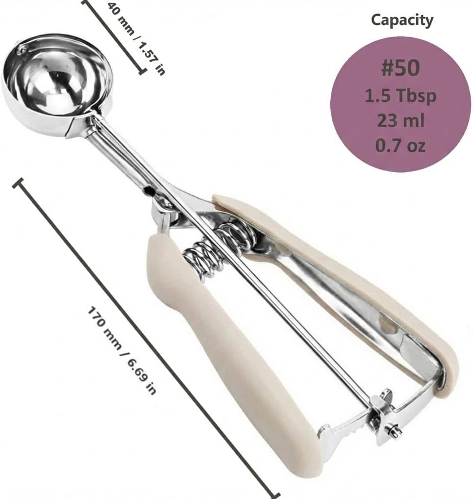 Ice Cream Scoop, 18/8 Stainless Steel Cookie Scoop, Cookie Scoops for Baking, 2 Tbsp/ 30 ml/ 1 oz Cookie Dough Scoop, Ice Cream Scooper with Trigger Release, Cookie Scooper for Baking