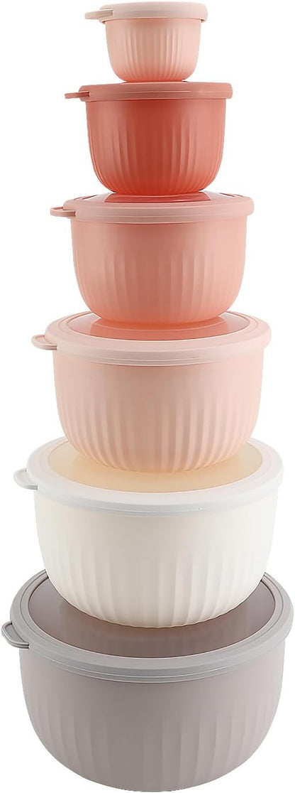 COOK WITH COLOR Prep Bowls with Lids- Wide and Deep Nesting Plastic Small Mixing Bowl Set with Lids, 8 Piece Set - Wide Bowls, Blue