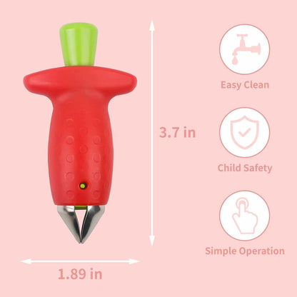 Original Stem Gem Strawberry Huller, Red/Green, quick Remove Strawberry Stem Tool,Kitchen Tools and picnic Gadgets,（2packs)