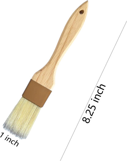 Pastry Brush - Food Basting Brushes, Non-Shedding Natural Boar Bristle, Heat Resistant Wooden Handle, Durable Kitchen Tool for Baking, Cooking, Butter, Egg Wash, Glazing, Oil, Sauce (1", 1 pc)