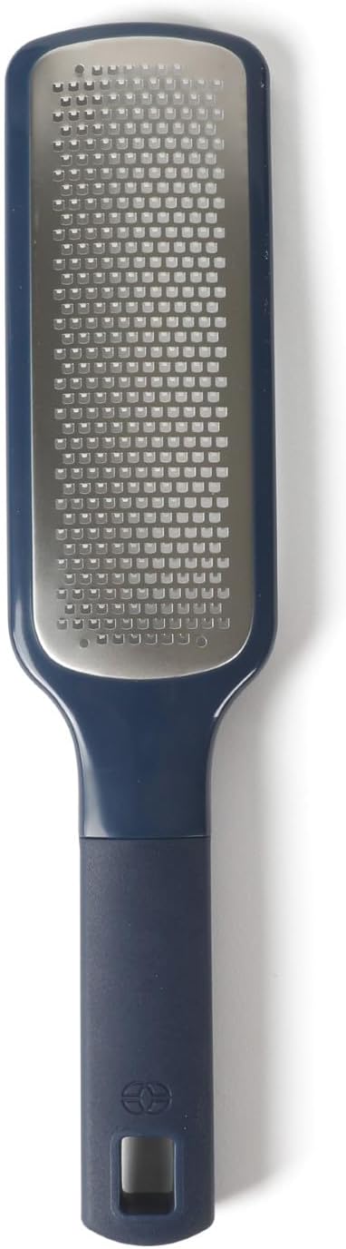 Calphalon Prime Stainless Steel Handheld Grater Lemon Zester W/Cover & Rubber Handle - Navy Blue