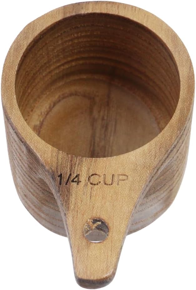 Oedema 2 Pcs Wooden Measuring Cup 1/4 Cup Mini Coffee Scoop Kitchen Measure Tool Measuring Spoon for Coffee Beans Tea