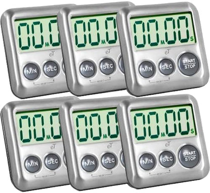 Elegant Digital Kitchen Timer Stainless Steel - Plumberry - Strong Magnetic Back - Kickstand - Loud Alarm - Large Display - Auto Memory - Auto Shut-Off - Model eT-24 (Plumberry) by eTradewinds