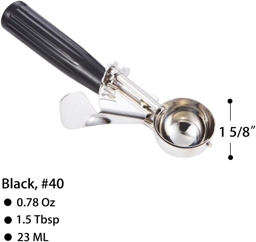 Saebye Portion Scoop - #8 (4 oz) - Disher, Large Ice Cream Scoop with Trigger, Cookie Scoop, Food Scoop, Muffin Scoop - Portion Control - 18/8 Stainless Steel, Grey Handle