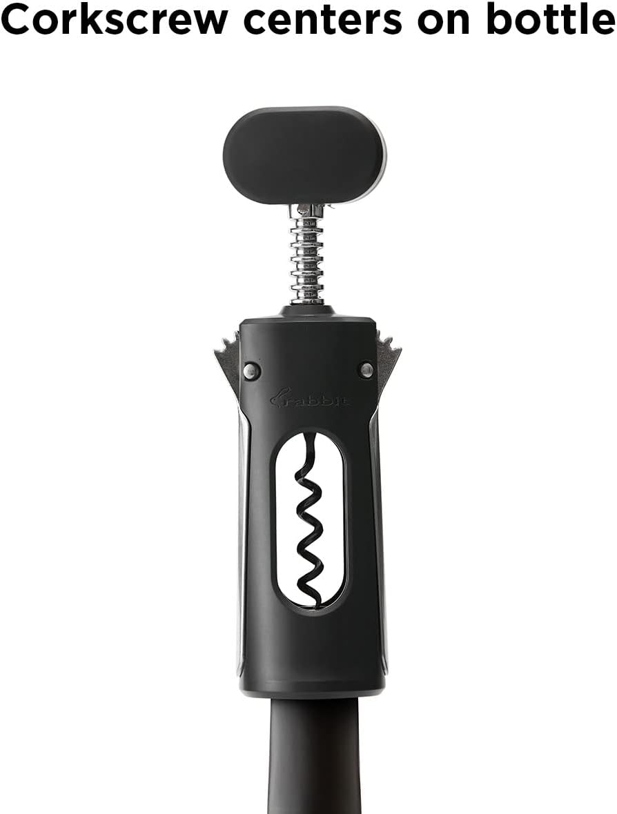Rabbit Premium Wine Wing Corkscrew Wine Opener and Bottle Opener, Black 2.36 x 1.97 x 7.68 IN