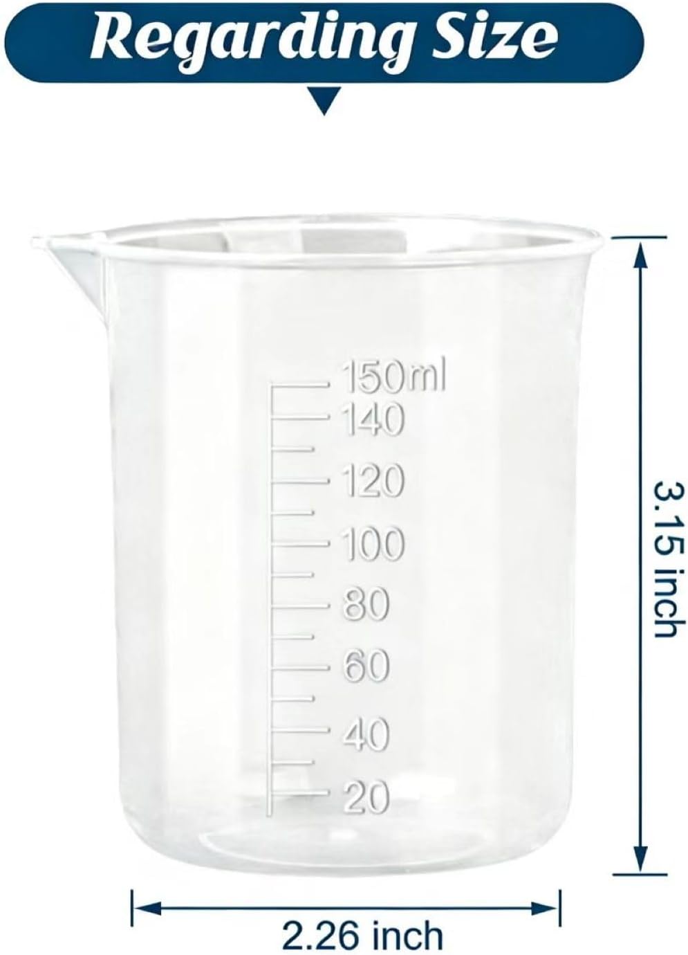 Plastic Measuring Cups, 100ml, Set of 15, for Liquid Measurement and Scientific Experiments