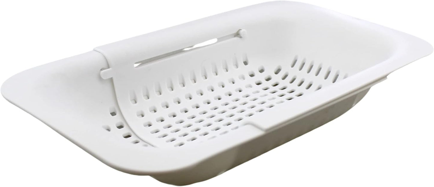 Over-the-Sink Expandable Colander – BPA-Free Collapsible Plastic Strainer for Fruits, Vegetables, Pasta & Dishes – 14.25" to 19.5" Adjustable Sink Basket – Black