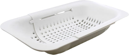 Over-the-Sink Expandable Colander – BPA-Free Collapsible Plastic Strainer for Fruits, Vegetables, Pasta & Dishes – 14.25" to 19.5" Adjustable Sink Basket – Black