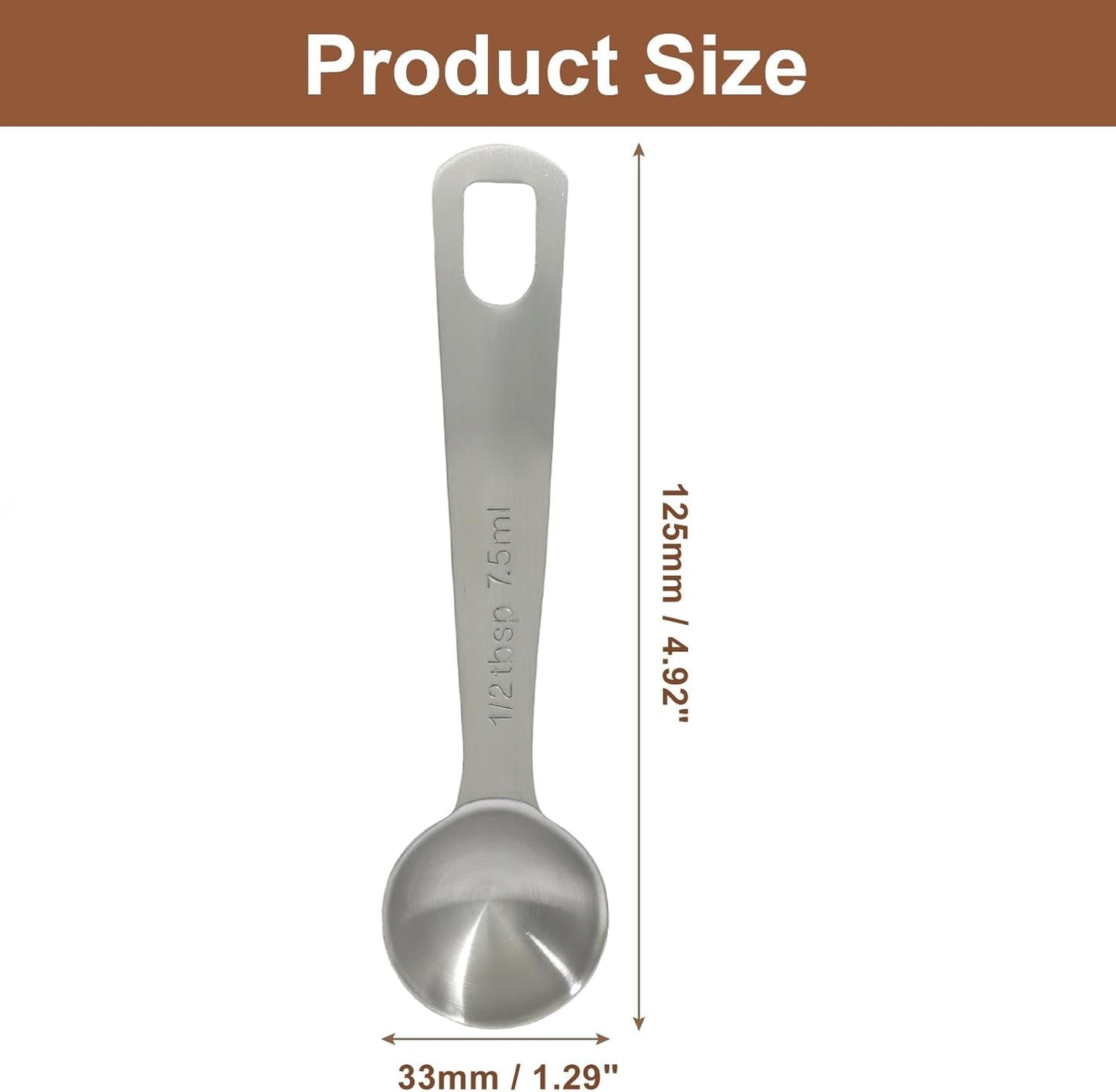 2Pcs 2/3 Tablespoon (2/3 Tbsp | 2 Tsp | 10 Ml | 10 Cc) Stainless Steel Measuring Spoons, 2 Teaspoon Metal Single Measuring Spoon for Measuring Coffee Powder, Grains and Loose Tea