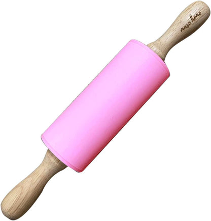 Mini Silicone Rolling Pin for Kids Baking – | Ideal for Toddlers, Playdough, Clay, Cookies & Pastry - 9" Small Size (Pink)