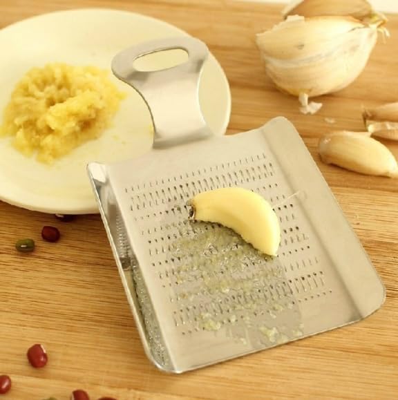 Stainless Steel Garlic Ginger Fruits Root Vegetable Grater Grinder Spoon for Kitchen (Small)