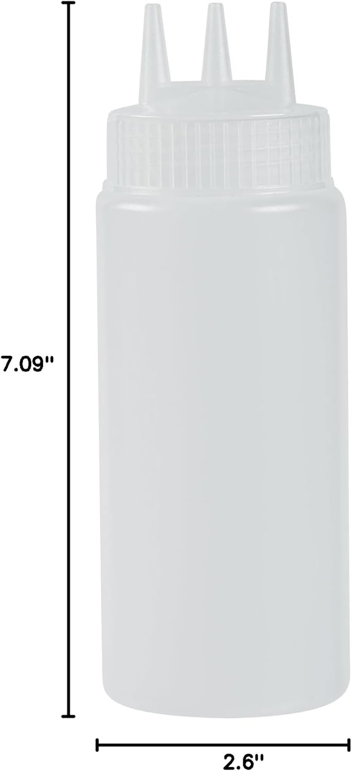 Restaurantware Plastic Squeeze Bottle 20 oz Refillable Condiment Bottle Large Valve Dishwashable Yellow Inverted Sauce Dispenser For Thick Condiments, Dressings, Batter, Sour Cream, And Syrups