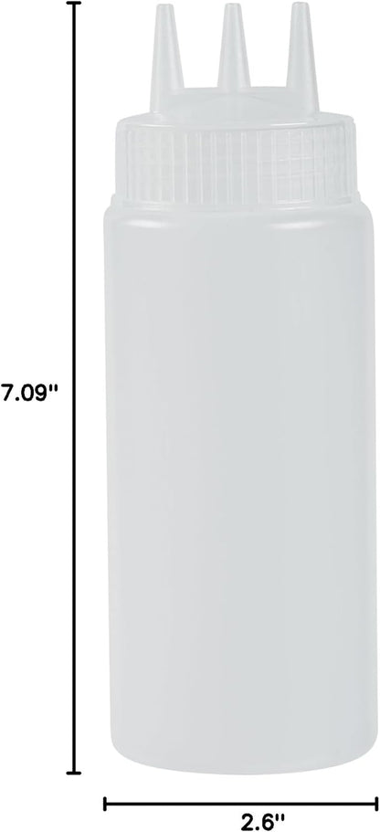 Restaurantware Plastic Squeeze Bottle 20 oz Refillable Condiment Bottle Large Valve Dishwashable Yellow Inverted Sauce Dispenser For Thick Condiments, Dressings, Batter, Sour Cream, And Syrups