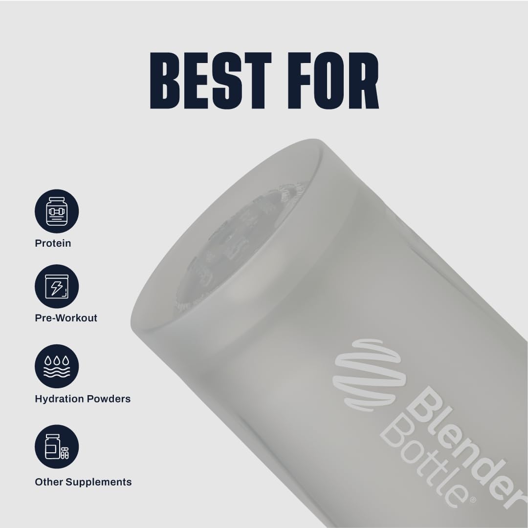 BlenderBottle Classic V2 Shaker Bottle Perfect for Protein Shakes and Pre Workout, 28-Ounce, Clear/Black