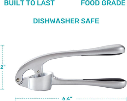 HiramWare Garlic Press, Premium Rust Proof Kitchen Garlic Mincer Crusher Squeezer with Ergonomic handle, Ginger Crusher with Good Grip, Easy to Clean, Dishwasher Safe