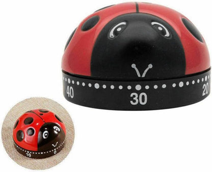 Ladybug Mechanical Cooking Timer - 60-Minute Kitchen Alarm Clock with Loud Ring