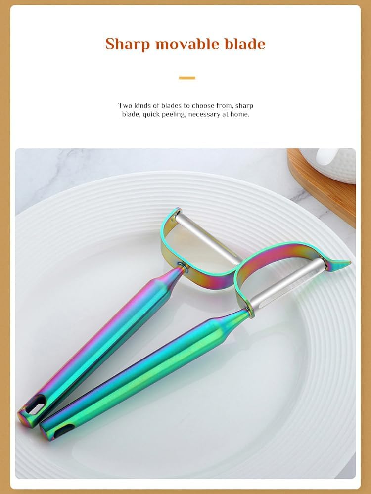 Stainless Steel Vegetable Peeler Gold 2 Pieces, with Potato Eye Remover & Swiveling Twin Blades, Y Shaped Titan Potato Peeler for Fruit & Veggie, Dishwasher Safe