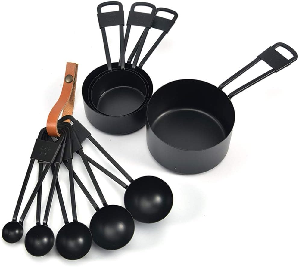 Luxshiny 5Pcs Measuring Spoon Set: Nesting Design Teaspoon for Baking, Cooking, Coffee, and Liquid Ingredients - Black