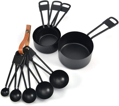 Luxshiny 5Pcs Measuring Spoon Set: Nesting Design Teaspoon for Baking, Cooking, Coffee, and Liquid Ingredients - Black