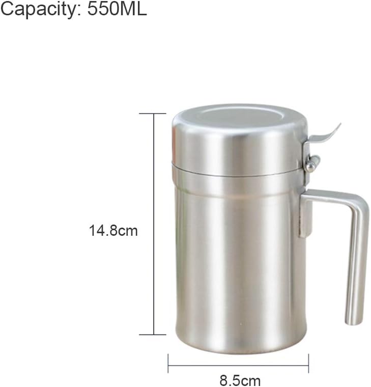 Olive Oil Dispenser, 550ML Stainless Steel Bottle with Lid, Leak Proof, Salad Dressing Storage, Cooking & BBQ
