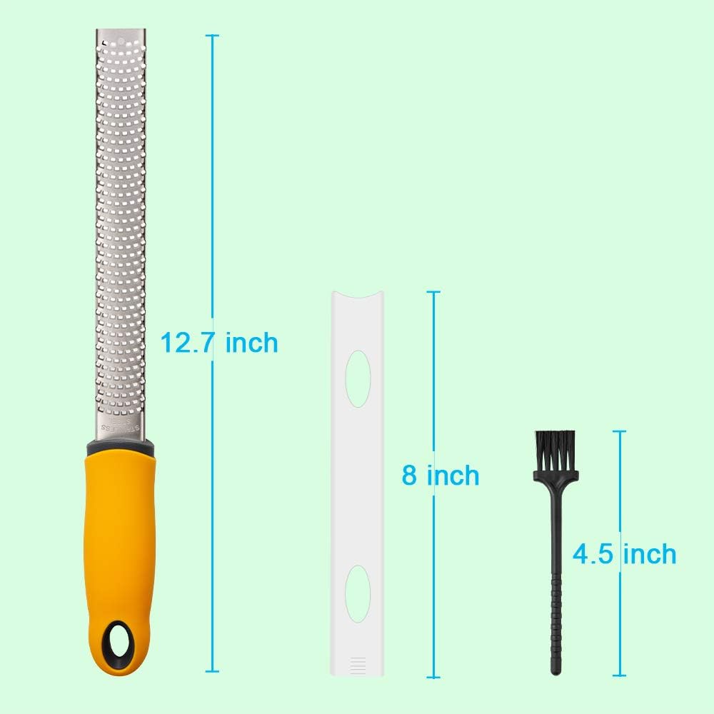 Pro Zester Grater, Lemon Parmesan Zester, Chocolate, With Razor-Sharp Stainless Steel Blade, Protective Cover and Cleaning brush, Dishwasher Safe, by Nspring