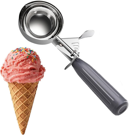 TOPKITCHEN Commercial-Grade Ice Cream Scoop 3.25 oz, 18/8 Stainless Steel Cookie Scoop with Plastic Handle, Portion Control Disher Scoop for Bakeries, Restaurants & Dessert Shops, #10, Ivory