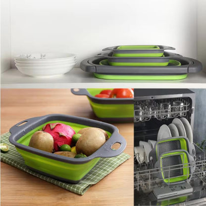 Collapsible Colander Set of 2 Round - Silicone Kitchen Strainer Set