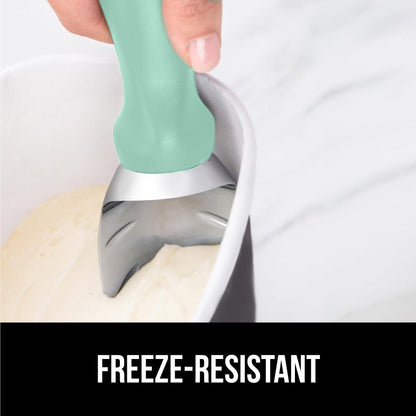 GORILLA GRIP® Heavy Duty Ice Cream Scoop, BPA-Free, Dishwasher Safe, Comfortable Zinc Alloy Handle, Professional Scooper for Hard Gelato, Sorbet, Cookie Dough, Melon, Round Cones, Kitchen Tool, Blue