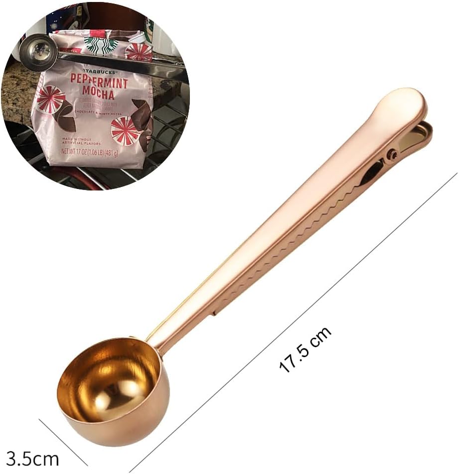 Coffee Scoop Clip Stainless Steel Tablespoon Coffee Spoon With long handle Multifunction Sealing Bag Clip For Tea, Coffee, Protein Powder, Instant Drinks, Kitchen Tools