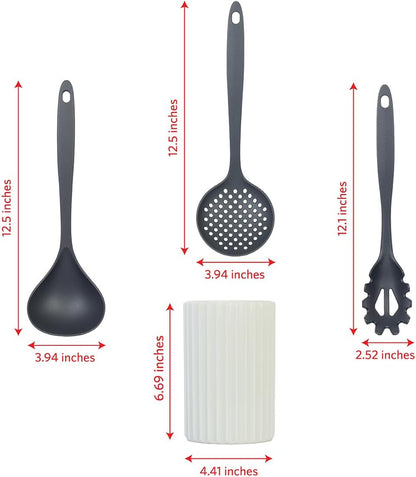 Glad Kitchen Utensils Set, 8pcs - Nonstick Cooking Tools with Utensil Holder - Nylon Spoon, Ladle, Skimmer, Spaghetti Server, and Turner Spatula Set - Dishwasher Safe, Teal Green
