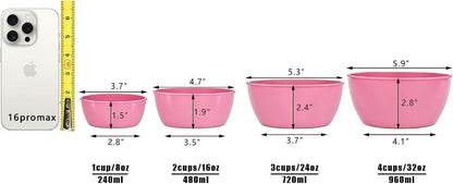 4-Piece Classic Plastic Prep Bowls with Lids, Nesting Plastic Small Mixing Bowl Set for Mixing, Baking, Prepping, Cooking and Serving Food, Microwave and Dishwasher Safe