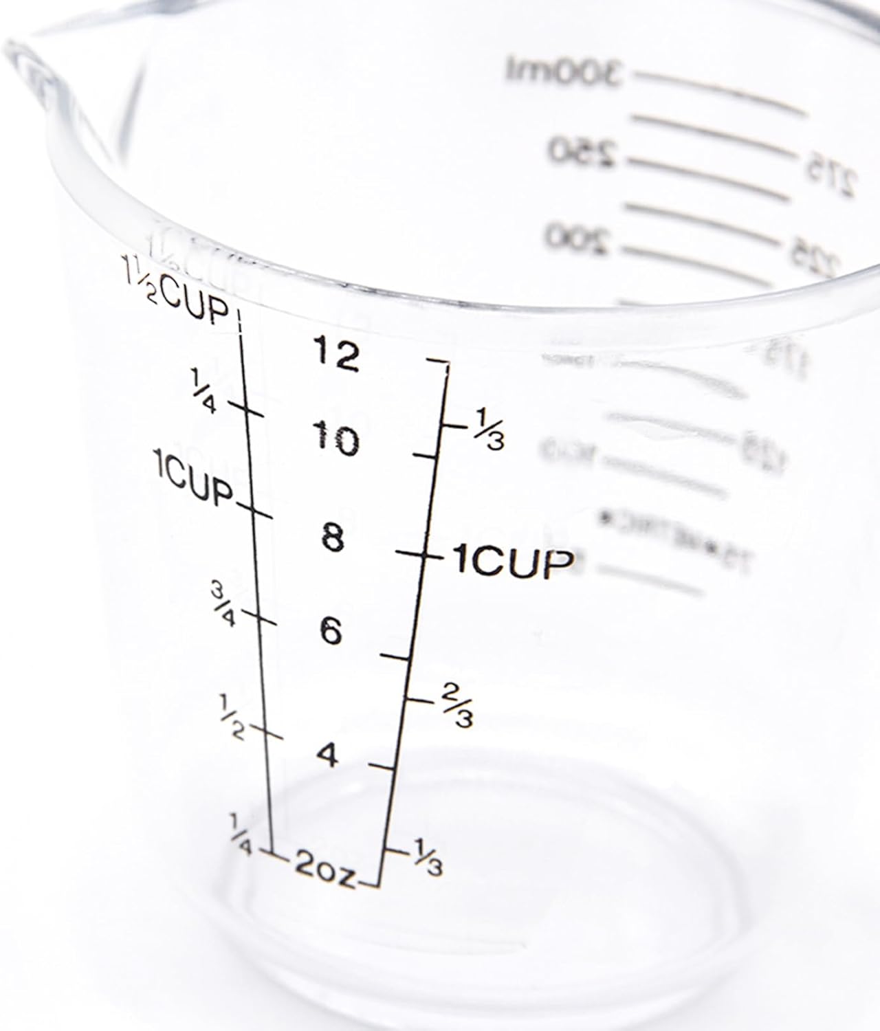Plastic 1 ½ Cup Measuring Cup Stackable Liquid Measuring Cup with ML and Cups Measures