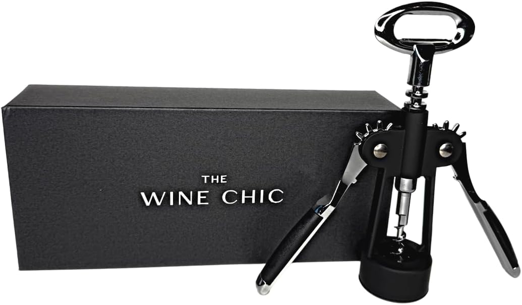 The Wine Chic Heavy Duty Winged Wine Opener, Durable Corkscrew Wine Opener in Elegant Gift Box, Easy to Use Wine Bottle Opener for Effortless Wine Opening
