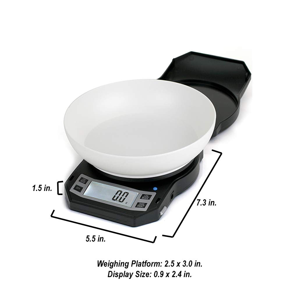 AWS Kitchen Pro 0.1g/0.001oz Precision Food Scale 5kg/11lb Digital Bowl Scale with Tempered Glass, | 2.72L Dishwasher-Safe Bowl, Tare, Timer, Clock & Room Temperature Display | Ultra Cooking Scale