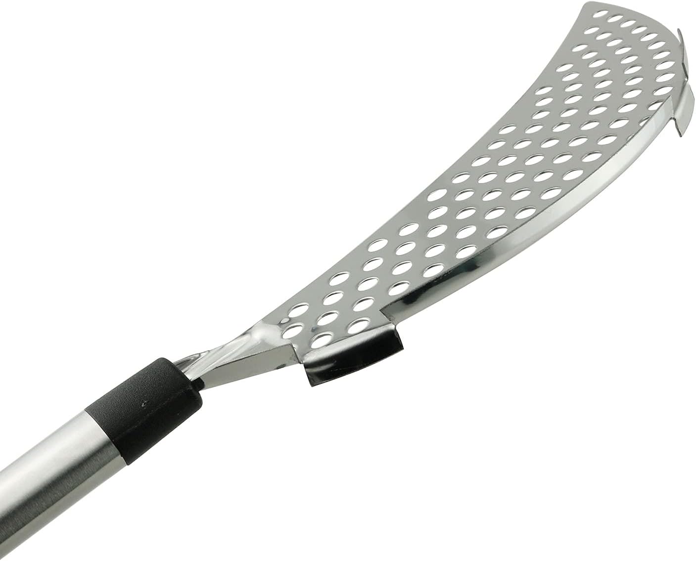 Tegg Crescent Pot Strainer Stainless Steel Grease Pasta Strainer Insert Drainer with Handheld for Different Pot Pan Kitchen Tool