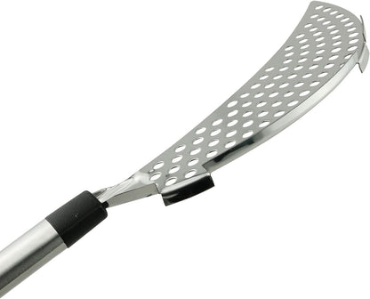 Tegg Crescent Pot Strainer Stainless Steel Grease Pasta Strainer Insert Drainer with Handheld for Different Pot Pan Kitchen Tool