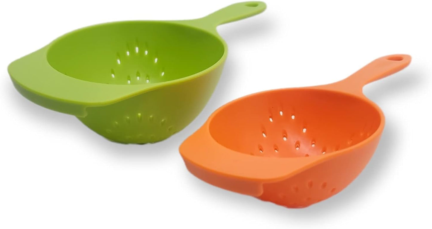 Handy Housewares 2 Piece Colander Set - Nesting Mini Colanders for Berries, Pasta, Veggies (1 Set)