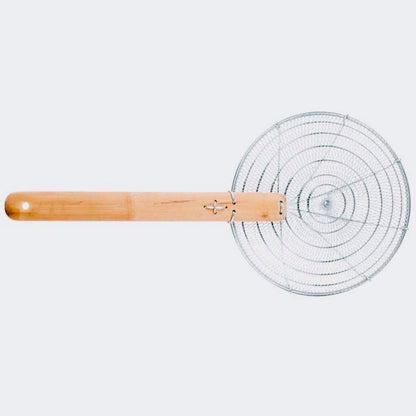 8-Inch Galvanized Steel Spider Strainer – Fine Mesh Skimmer with Natural Bamboo Handle for Cooking & Frying Ideal for Home & Professional Kitchens