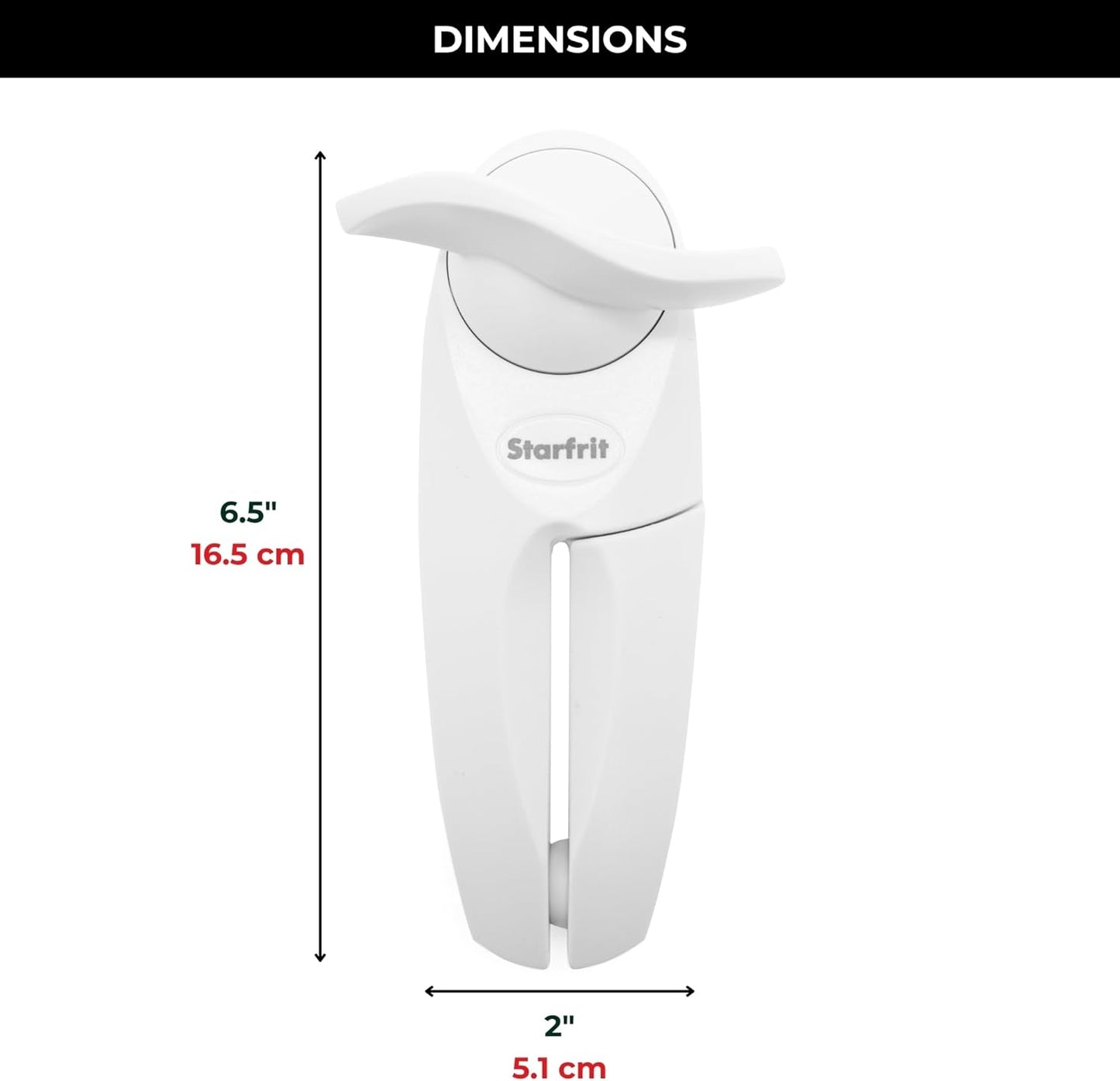 Starfrit Little Beaver Can Opener - Safe - Holds and Leaves No Sharp Edges on Lid - Comfort Grip - 3 year warranty - White