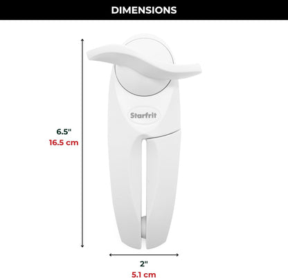 Starfrit Little Beaver Can Opener - Safe - Holds and Leaves No Sharp Edges on Lid - Comfort Grip - 3 year warranty - White