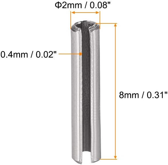 uxcell Slotted Spring Pin - M4 x 30mm 304 Stainless Steel Split Spring Roll Dowel Pins Plain Finish 20Pcs