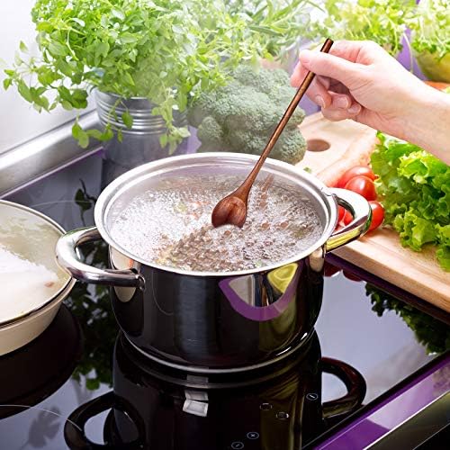 Patelai 10 Pieces Wooden Coffee Spoons Long Handle Mixing Wooden Spoon Handmade Stirring Teaspoon for Kitchen Stirring